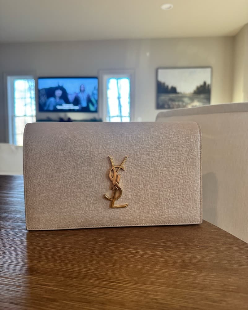 Tan & Gold YSL Clutch - Image 1