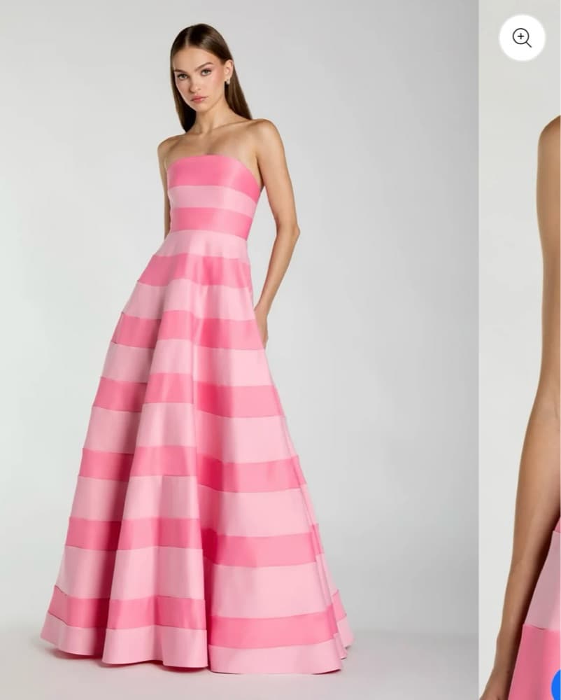 Mac duggal Pink Stripped Dress - Image 4