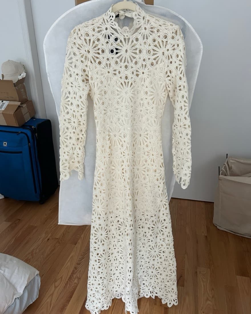 Maje Ivory Eyelet Dress - Image 4