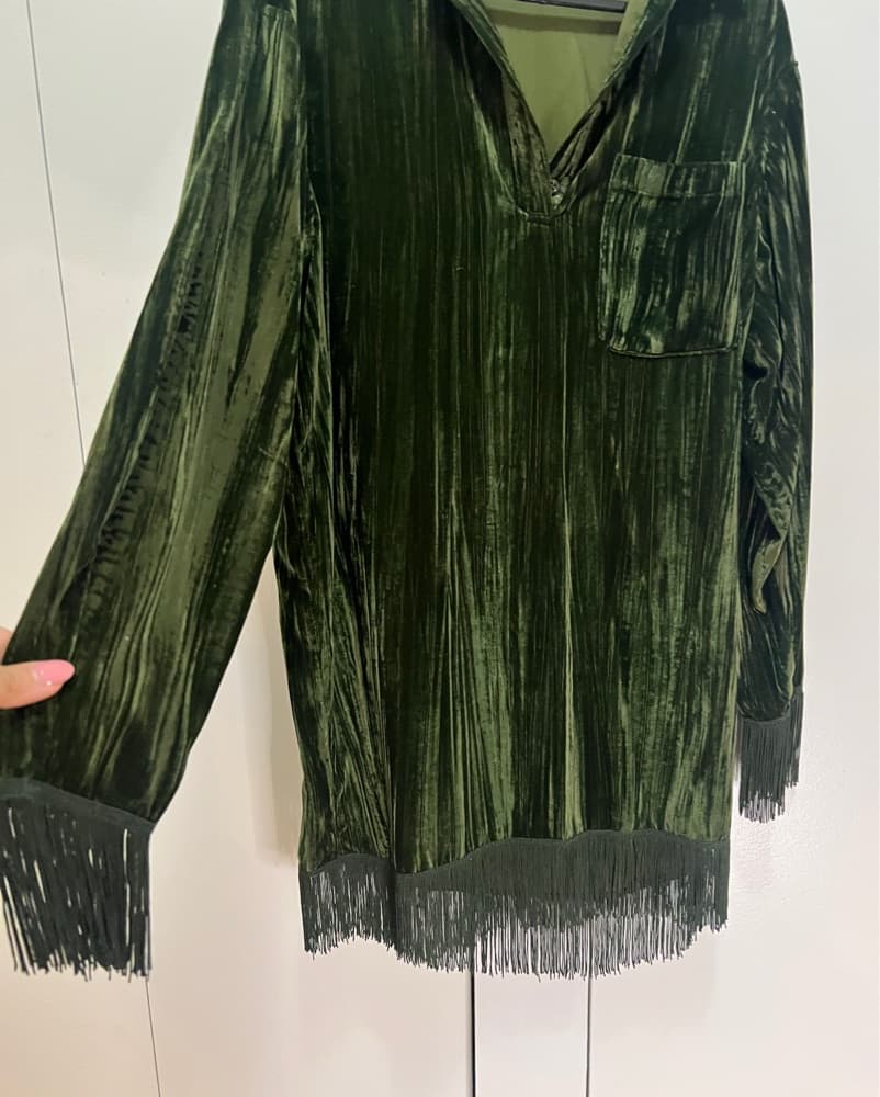 Glamorous Velvet Fringe Dress - Image 3