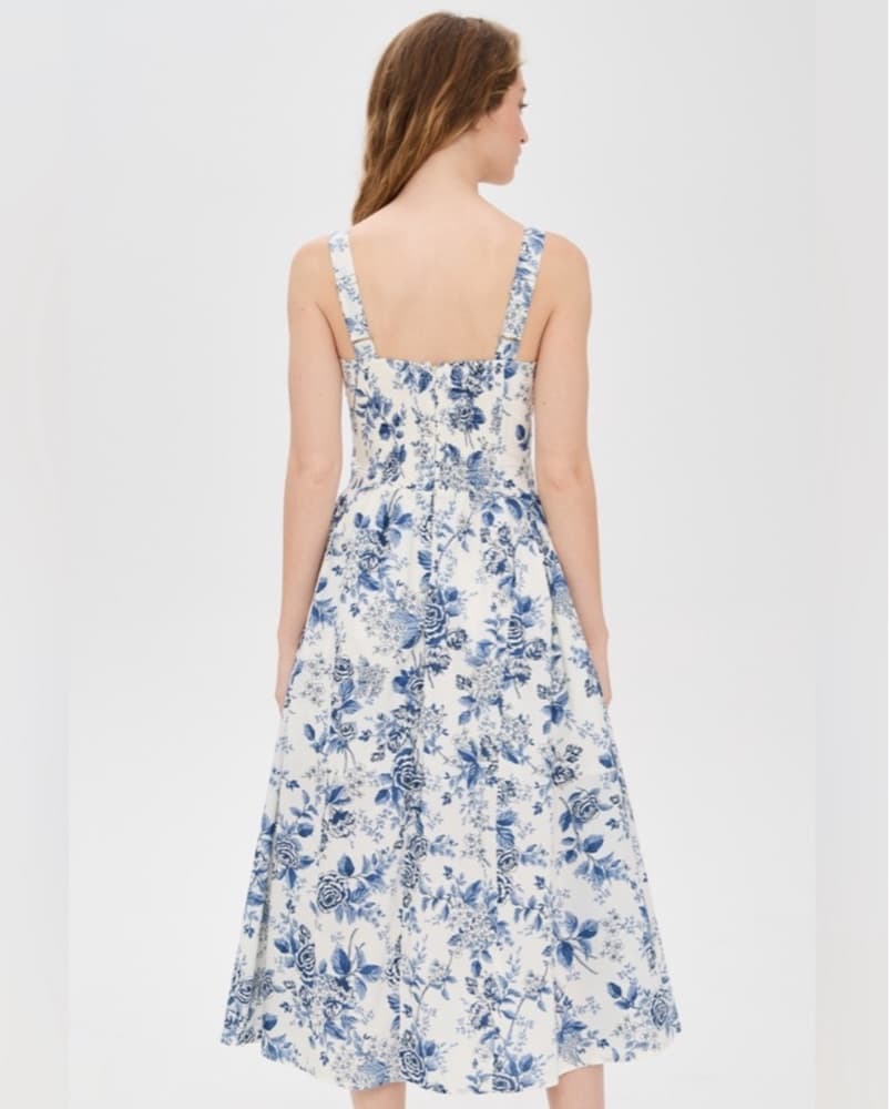 Blue and white floral milkmaid dress - Image 6