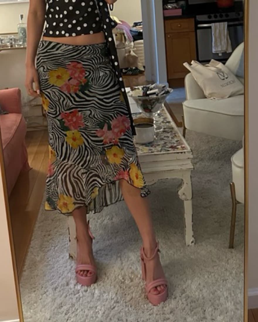 Vintage Zebra and Flower Midi Skirt - Image 1