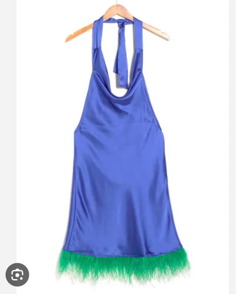 Blue Mini Feather Dress  - Image 2