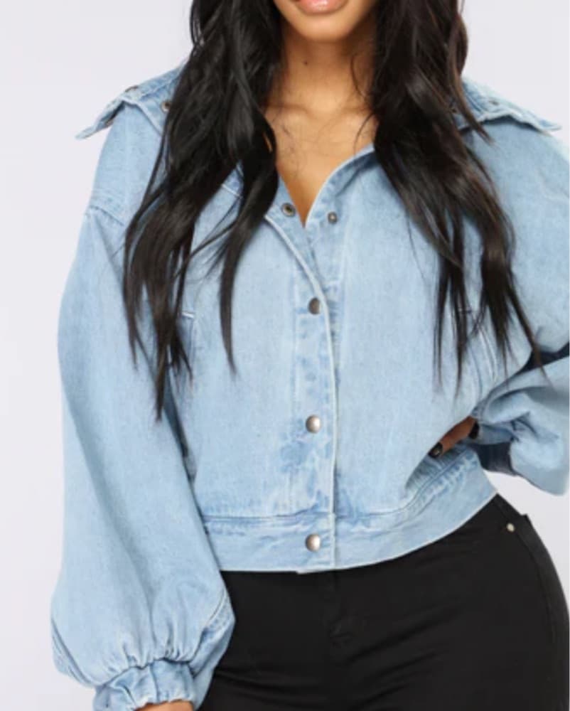 Denim Puff Sleeve Jacket  - Image 1