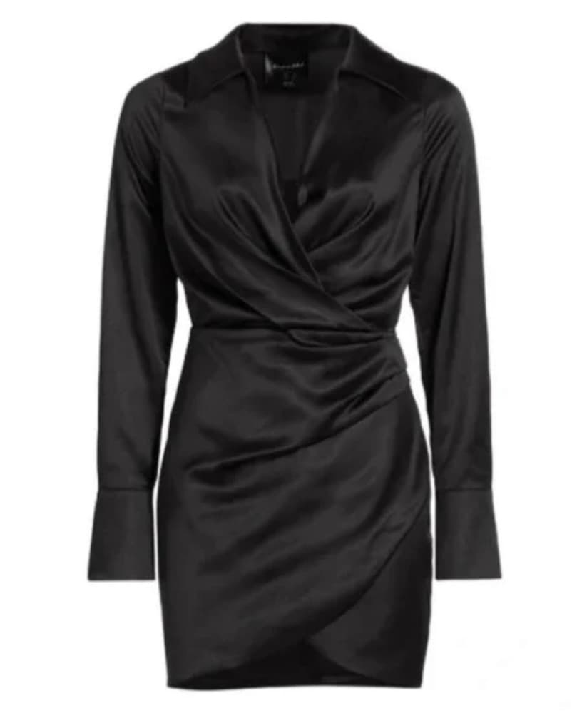 Black Satin Mini Dress - Image 3