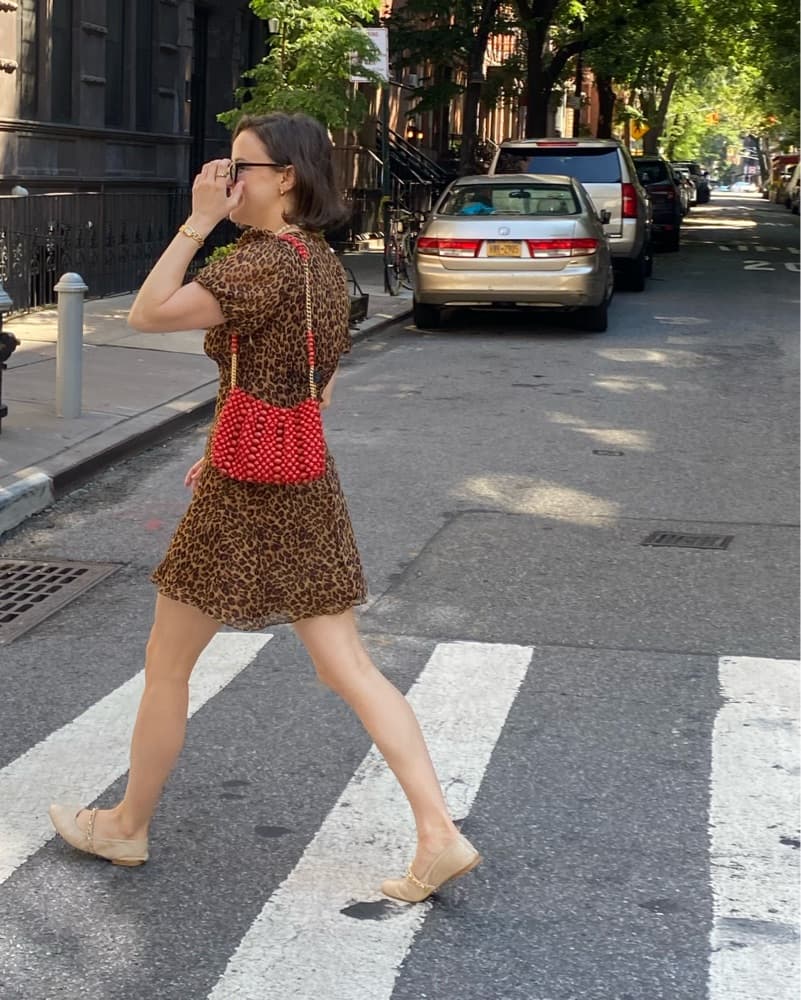 Staud Short Sleeve Leopard Mini Dress - Image 3