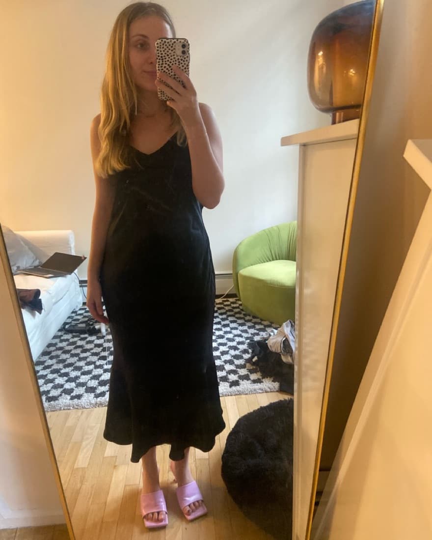 Black Midi Slip Dress  - Image 1