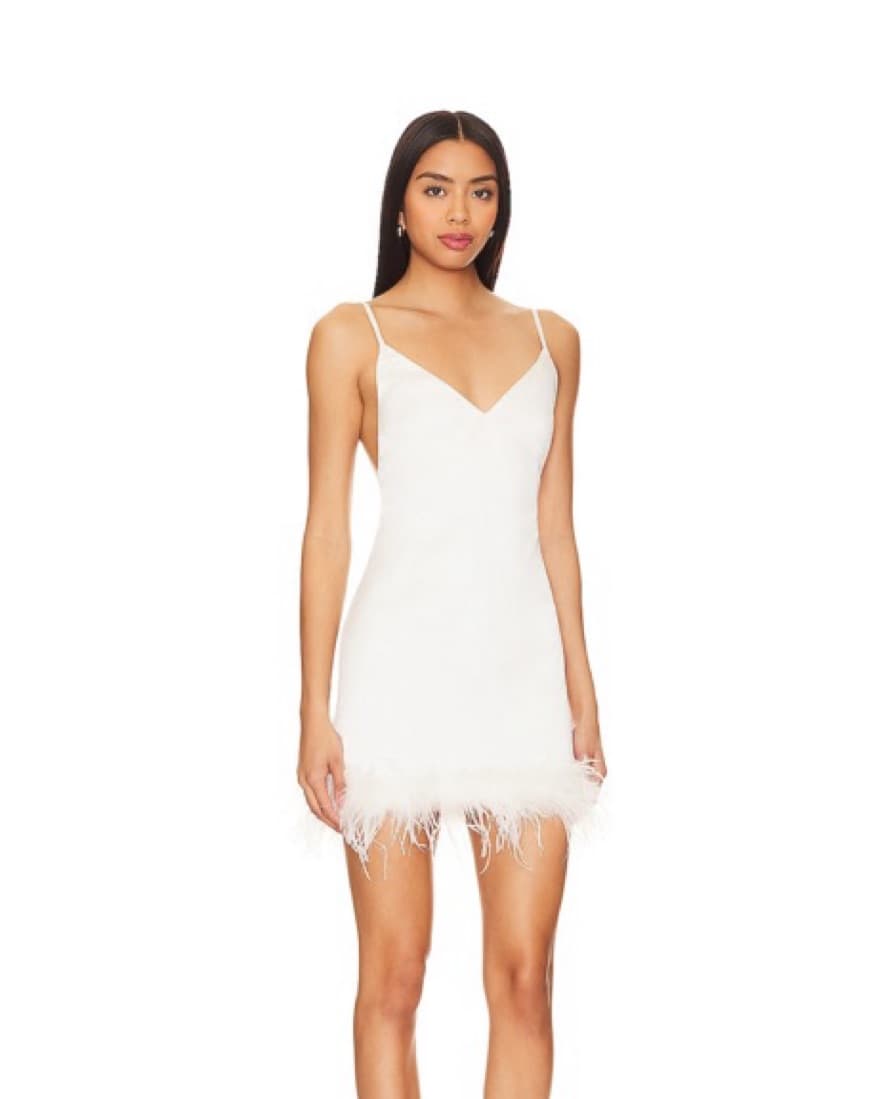 Revolve White Mini Dress With Fur  - Image 5