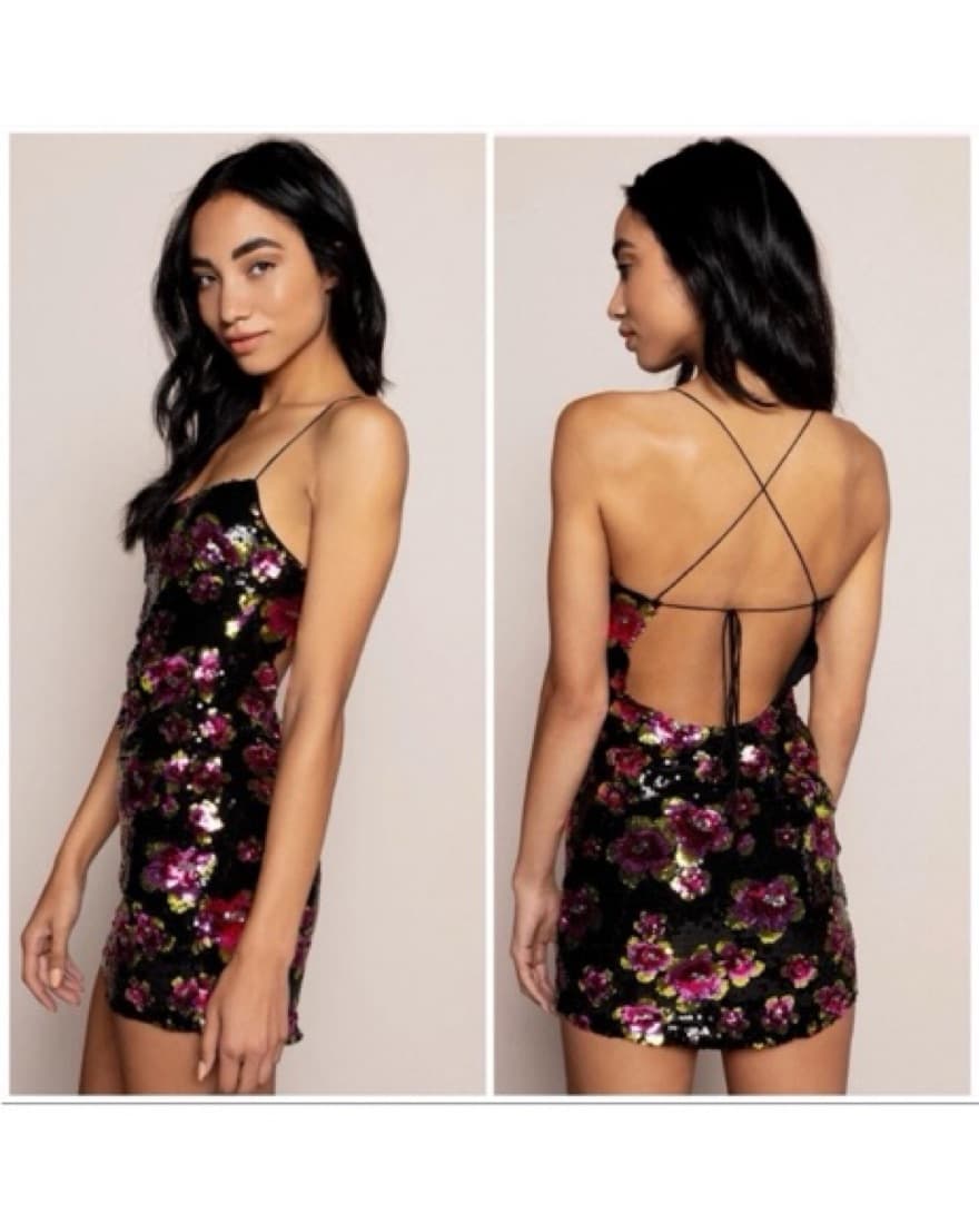 San Junipero Floral Sequin Mini Dress - Image 2