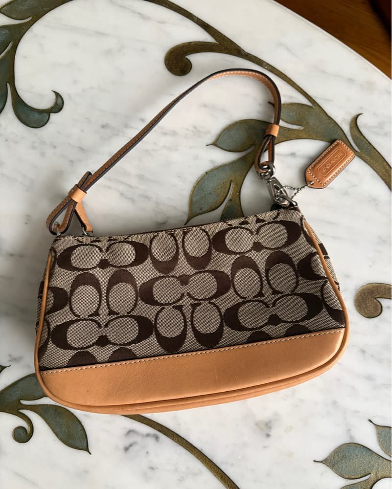 Monogram Coach Shoulder Bag Vintage Tan - Image 1