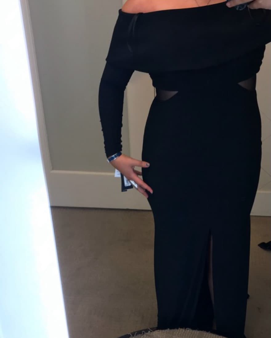 Black Off Shoulder Gown - Image 1