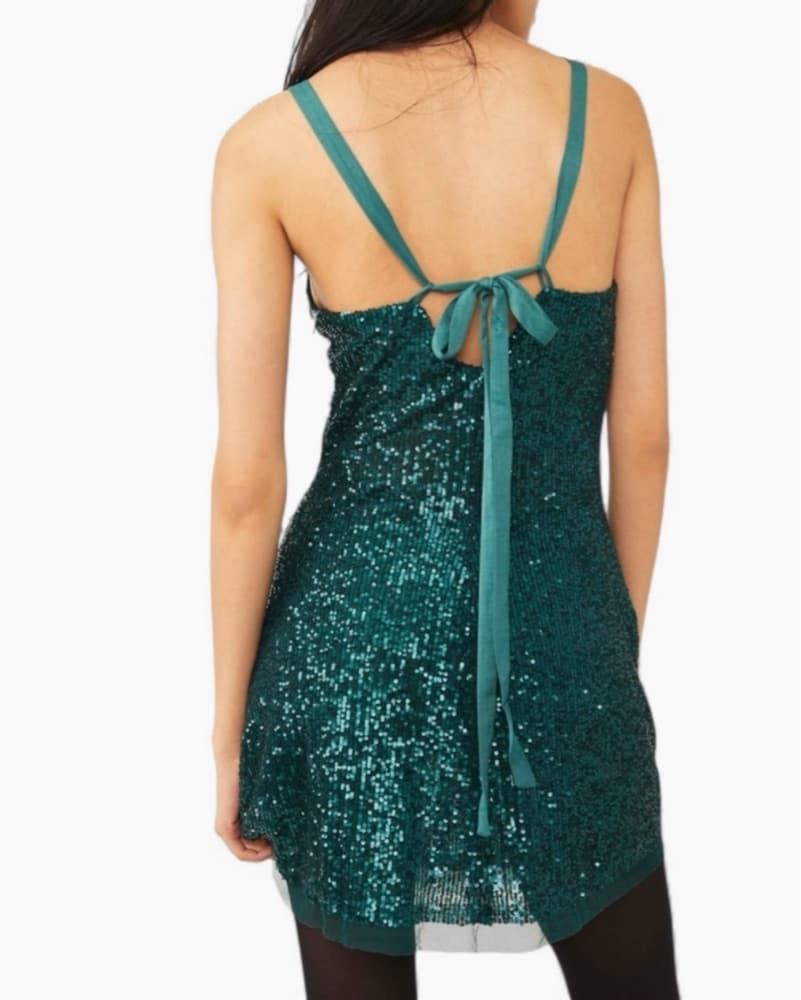 Sparkling Green Sequin Mini Dress - Image 2