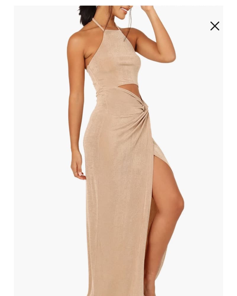 Chic Gold Halter Maxi Dress - Image 4