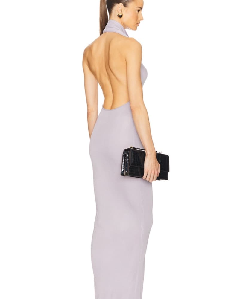 Helsa Aaliyah Maxi Knit Dress in Silver - Image 2