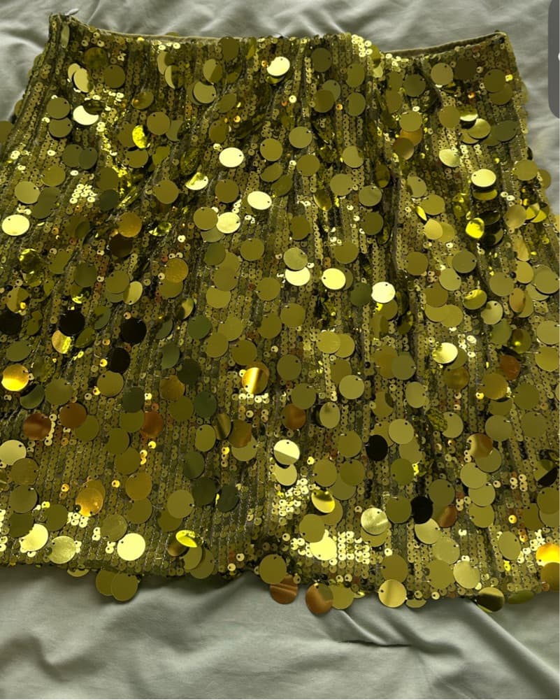 Green Sequin Mini Skirt - Image 3