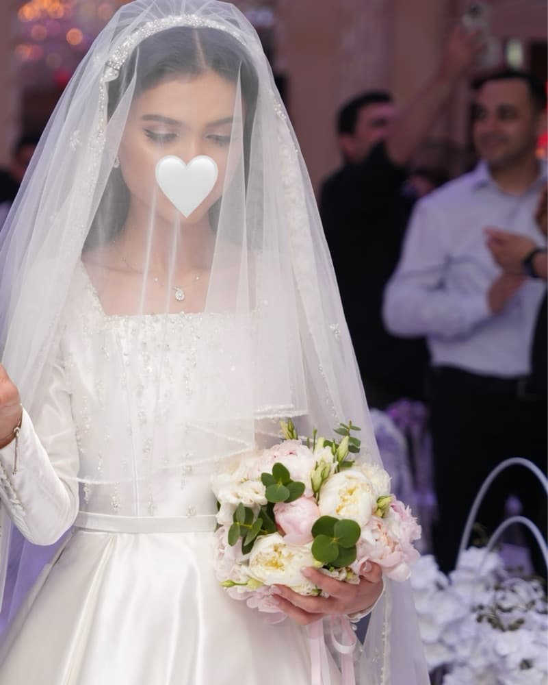 Elegant Sparkly Bridal Gown with Illusion Veil - Image 5