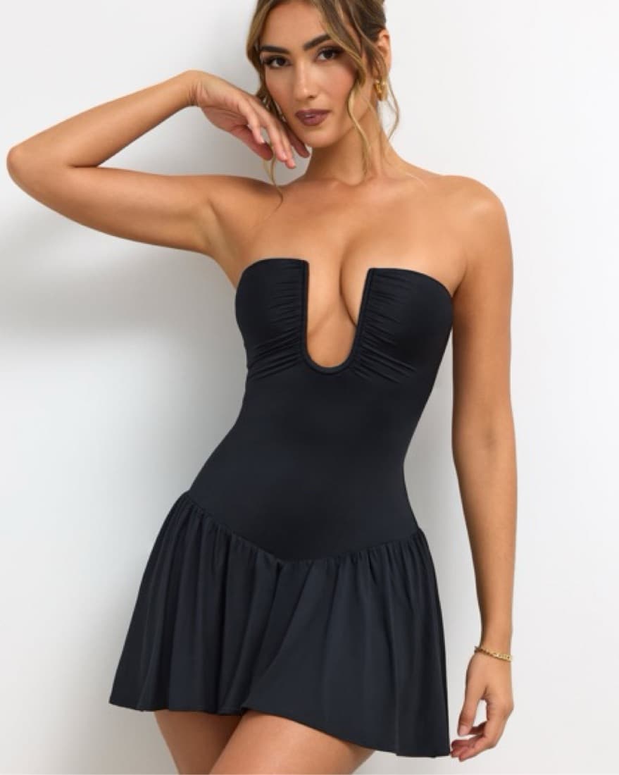 Oh Polly Plunge Neck Mini Dress  - Image 1