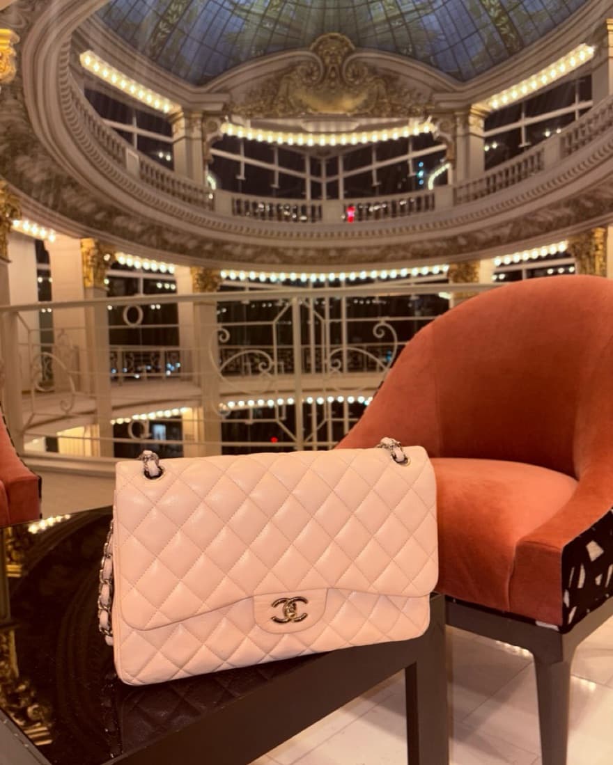 Chanel Classic Double Caviar Jumbo Pink - Image 1