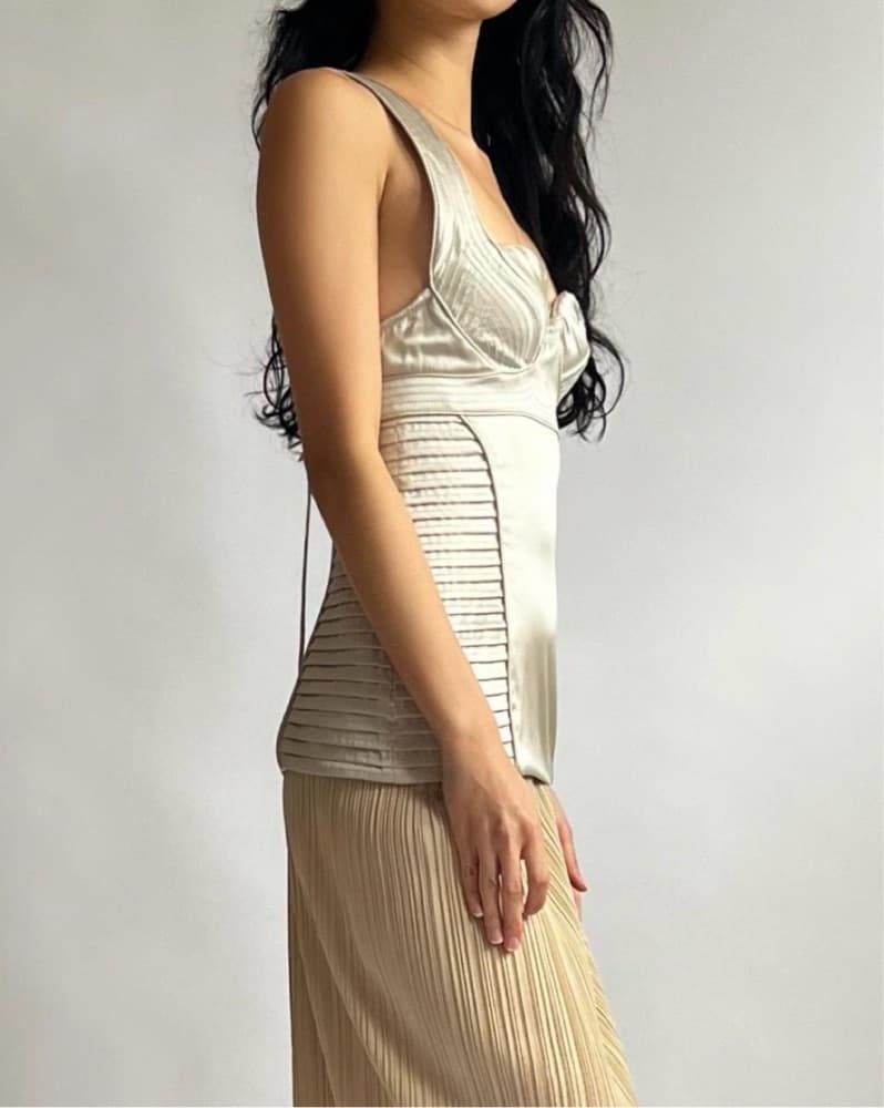 Proenza Shouler silverish Satin Corset - Image 3