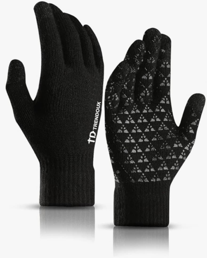 Black Touchscreen Thermal Knit Gloves - Image 2