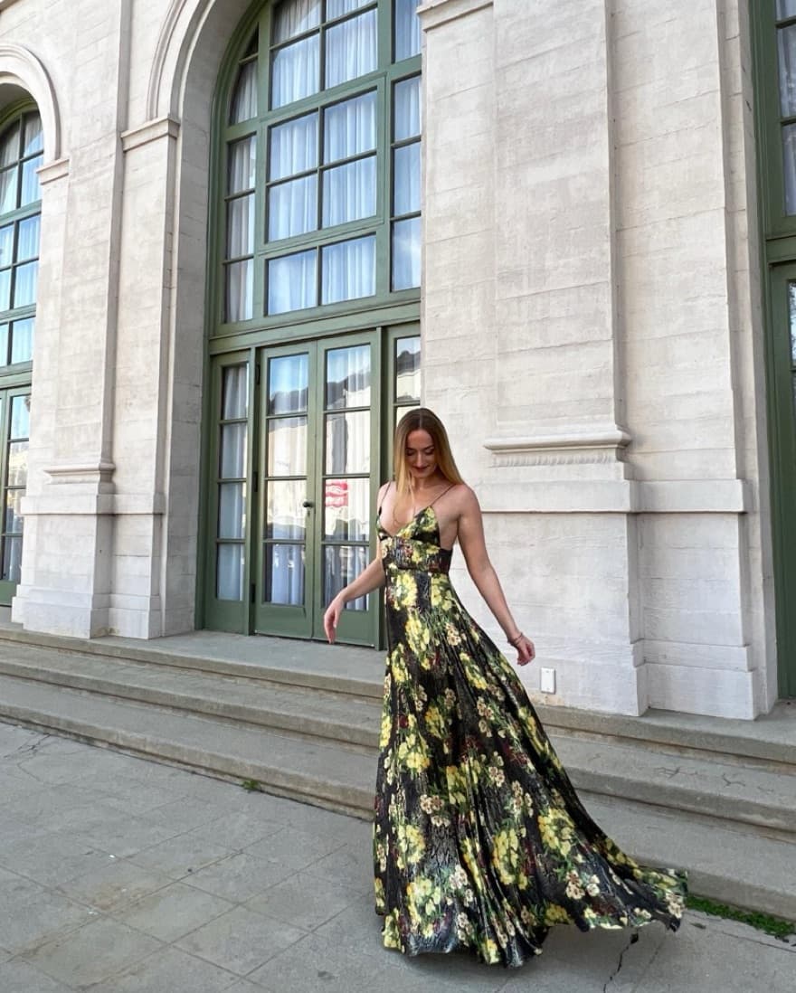 Adriana Iglesias Floral Silk Gown - Image 4