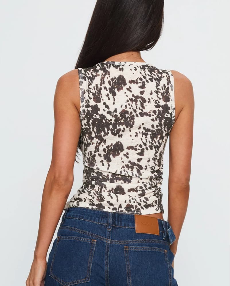Boat Neck Cow Print Tank - Image 2