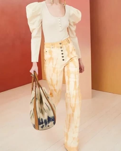 Retro Inspired Yellow Tie-Dye Pants - Image 1