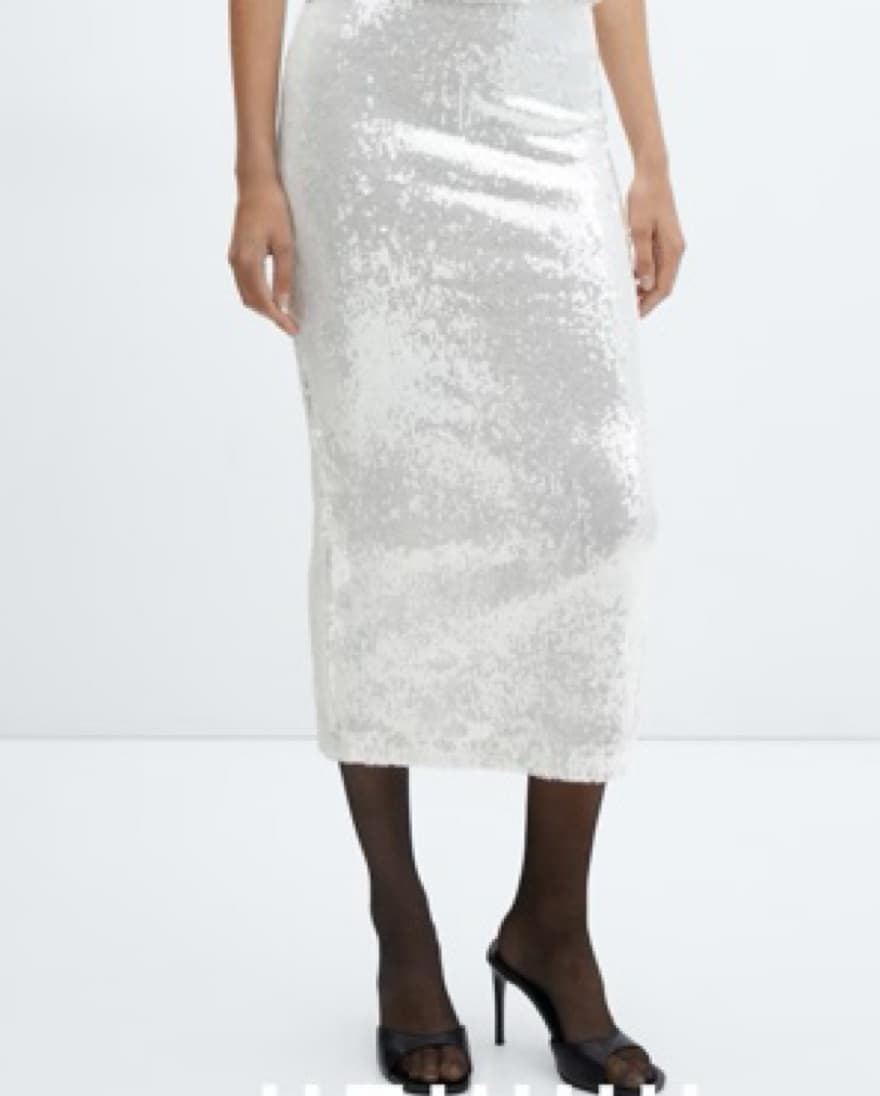 White Sequin Mango Skirt  - Image 2