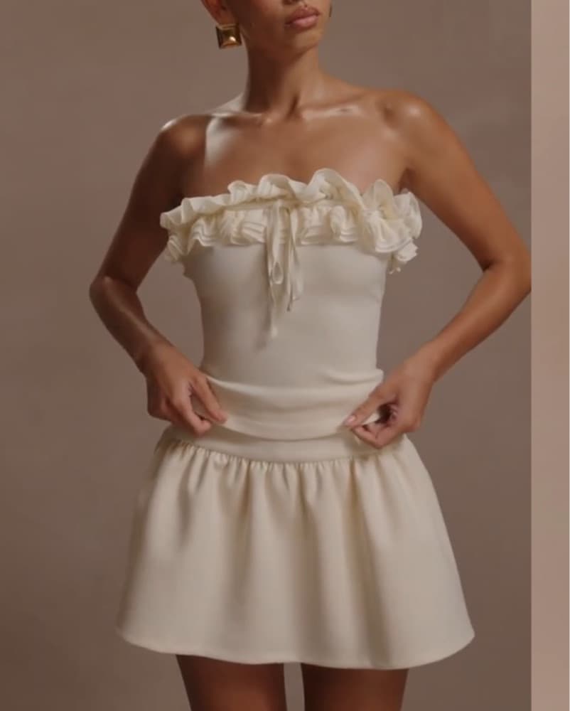 Frill Mini Skort - Ivory - Image 3