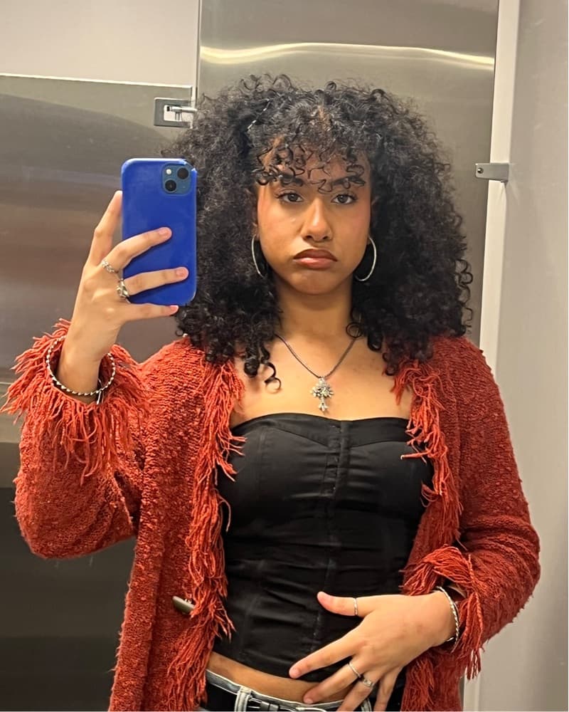 burnt orange shaggy cardigan  - Image 1