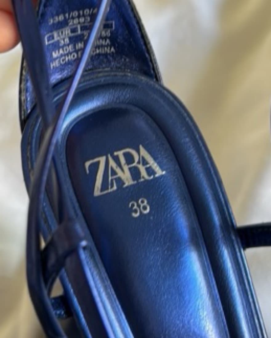 Zara retro Blue Metallic Wedge Heels - Image 3