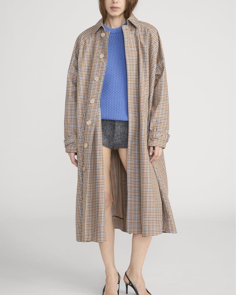 FRAME Plaid Checkered Midi Trench - Image 2