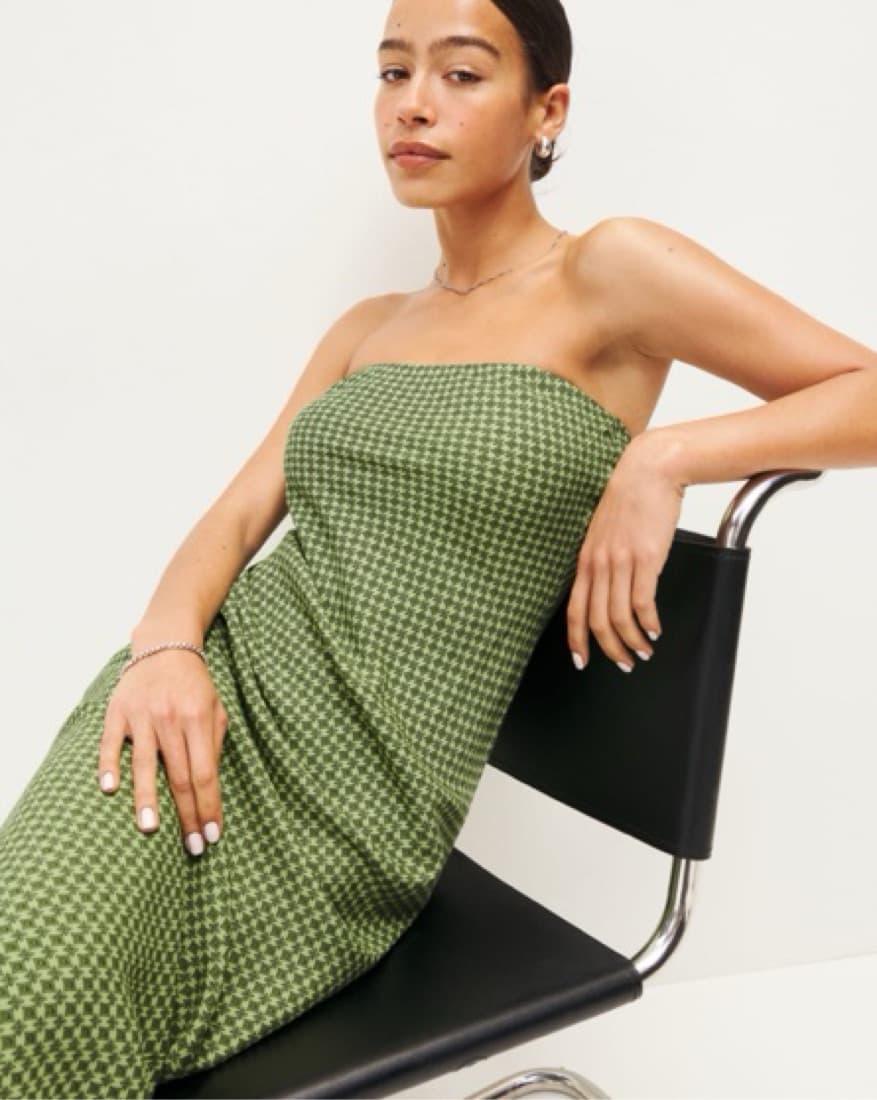 Reformation Strapless Green Dress - Image 2