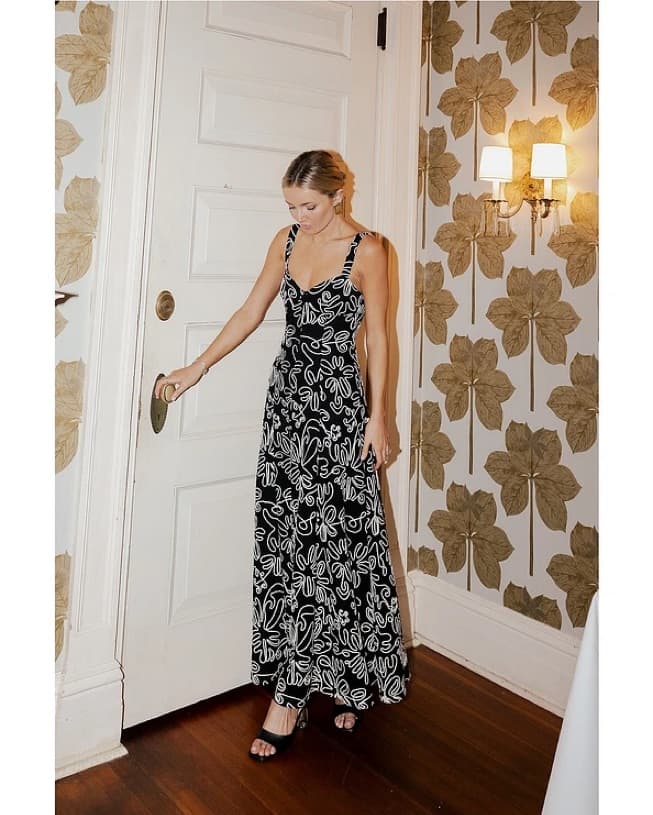 Black And White Floral Maxi Dress - Image 1