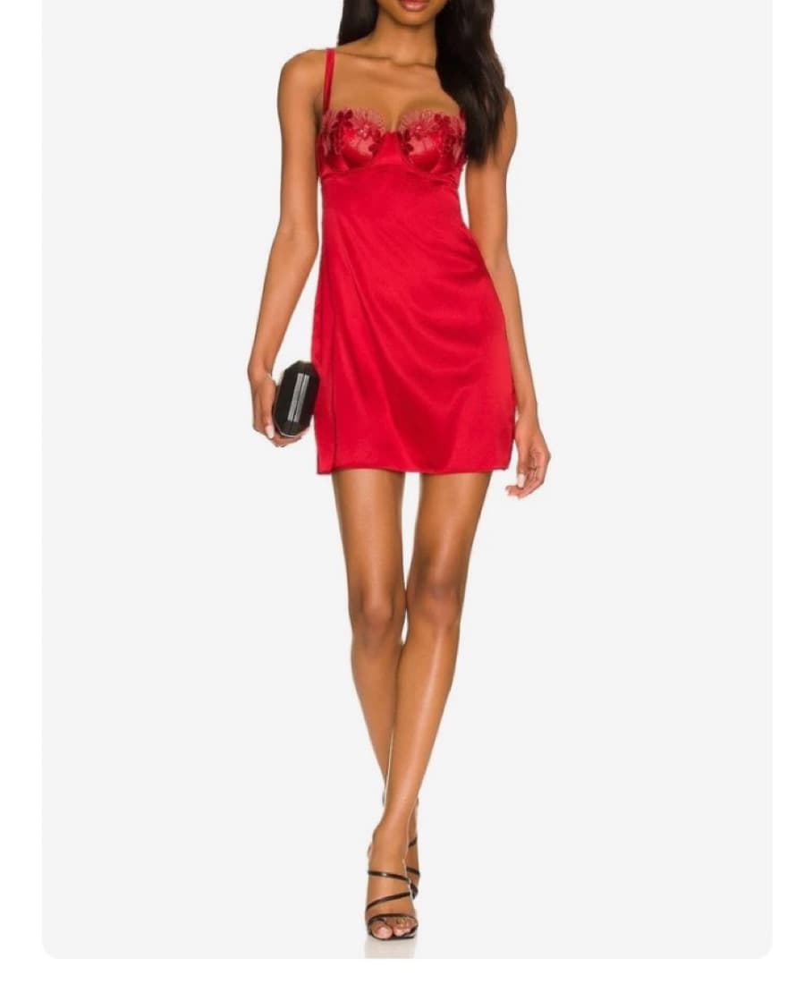 Violet Embroidery Cupped Slip Dress - Image 1