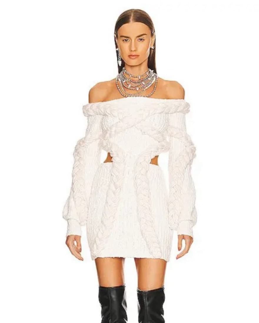 NBD Elsie Boucle Mini Dress With Cables - Image 2