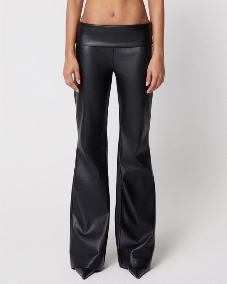 Khy Faux Leather Low Rise Foldover Pants - Image 3