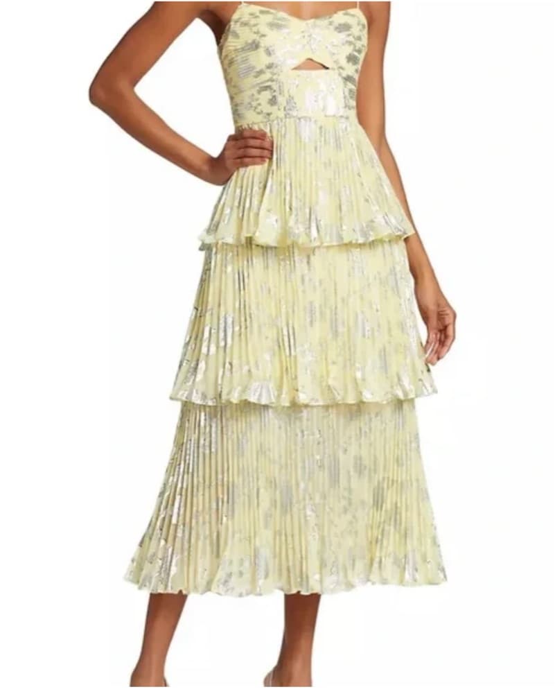 Self Portrait Yellow Floral Midi Dress - Image 2