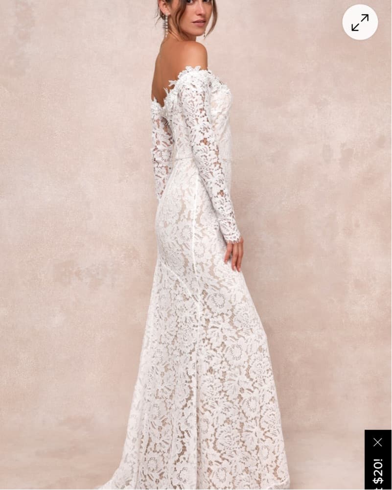 Lulus Long Sleeve Lace Wedding Dress  - Image 3