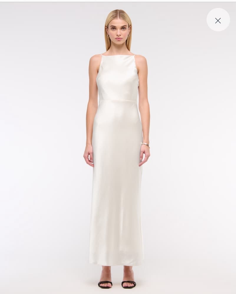 High-Neck  Satin Maxi Dress - Image 1