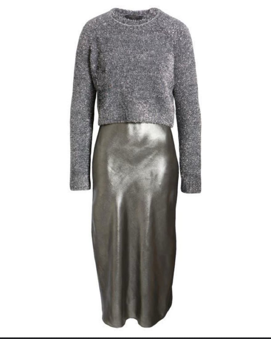 All Saints Rosetta Tinsel Slip Dress - Image 3