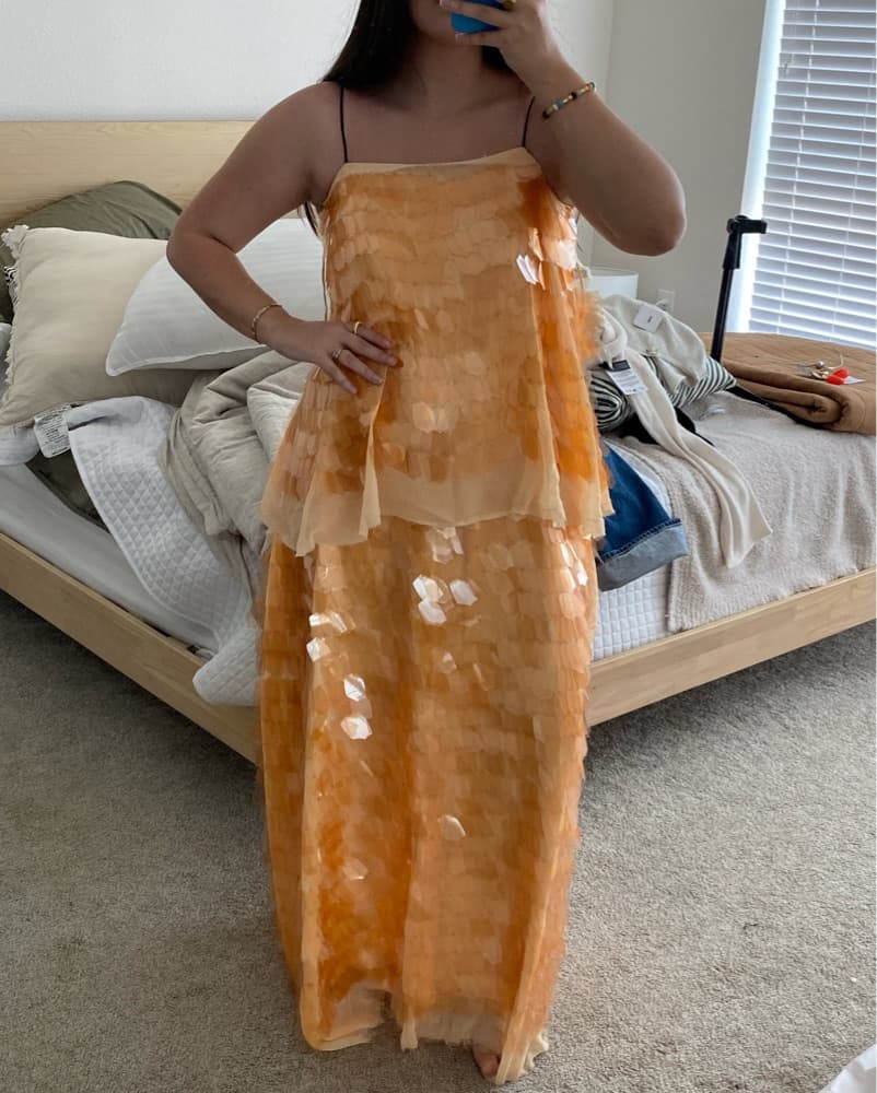 ASOS ARRANGE Orange Sequin Maxi Dress - Image 3