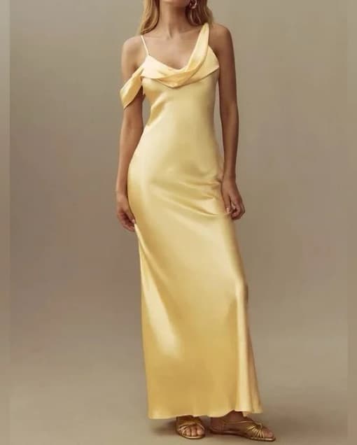 Reformation Yellow Satin Gown - Image 2