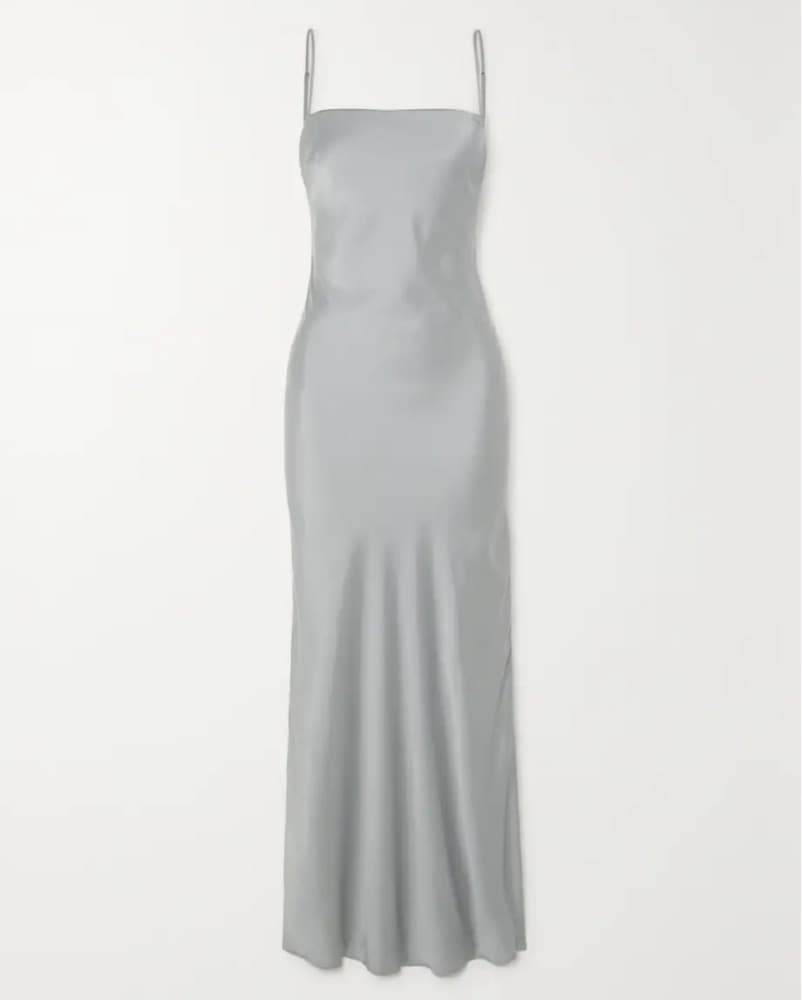 St. Agni Silver Silk Slip Dress - Image 3
