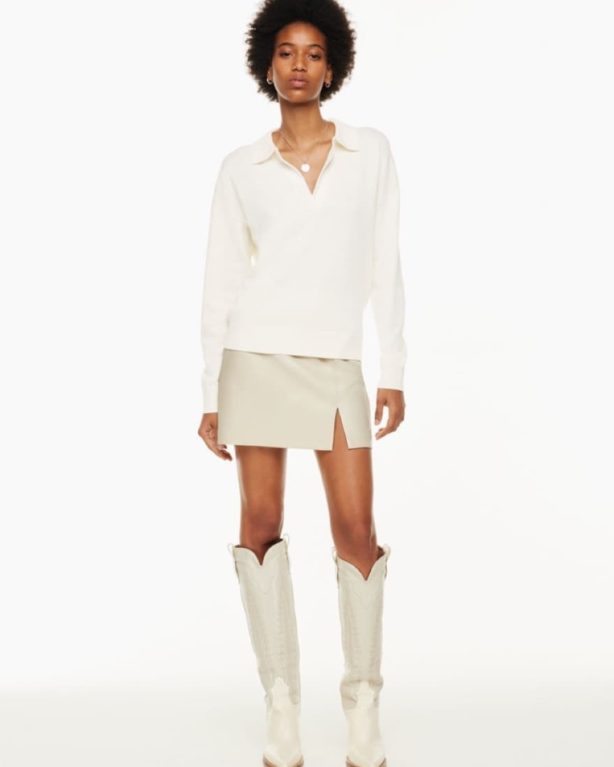 Aritzia White Collared Sweater - Image 4