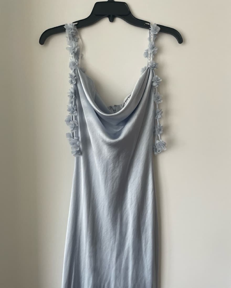 SelfPortrait Blue Satin Maxi Dress - 4 - Image 2