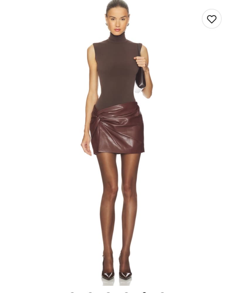 Vegan Leather Brown Mini Skirt - Image 1
