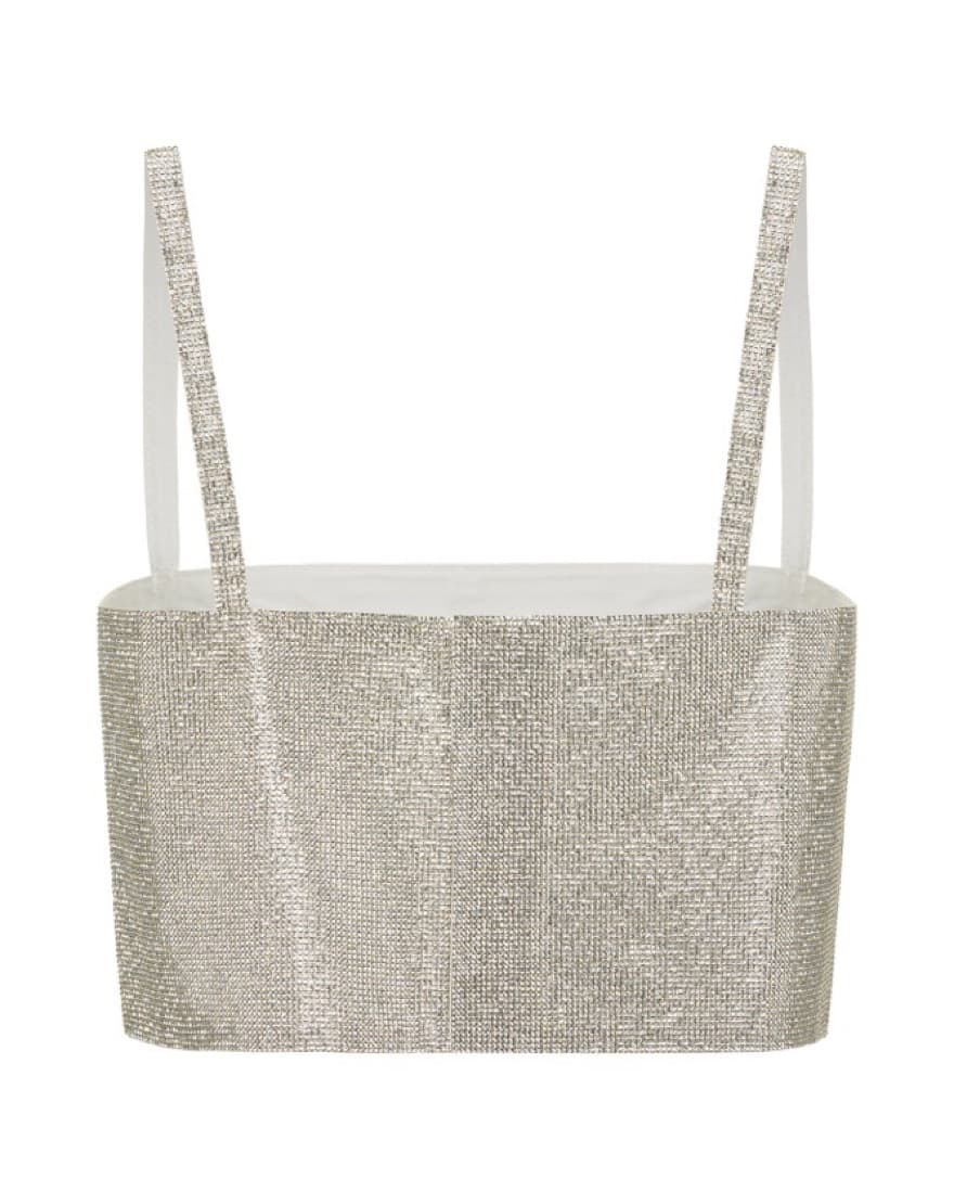 Shira Silver Rhinestone Crop Top - Image 2