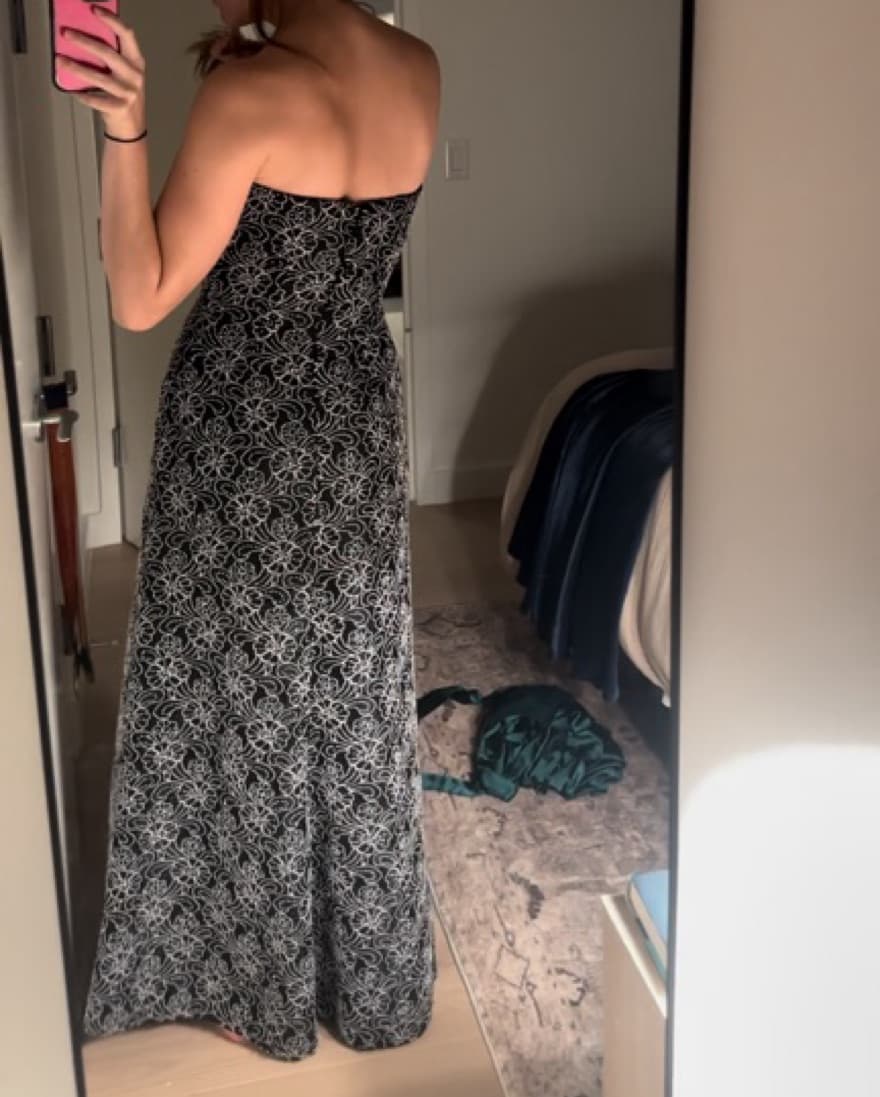 Elegant Black & White Floral Maxi Dress - Image 5