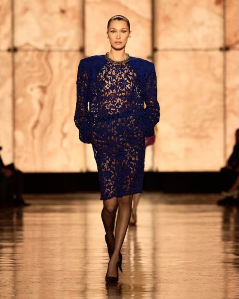YSL FW25 Runway |  Blue Lace Dress - Image 1